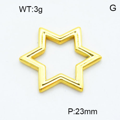 304 Stainless Steel Linking Rings,Polished,Six-pointed star,Vacuum plating 18K gold,23mm,about 3 g/pc,5 pcs/package,3P2002761aaip-906