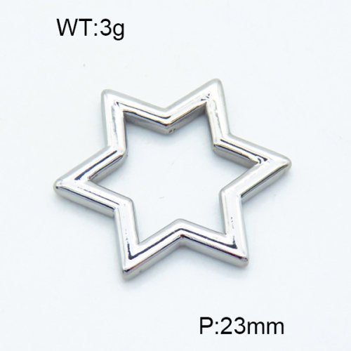 304 Stainless Steel Linking Rings,Polished,Six-pointed star,True color,23mm,about 3 g/pc,5 pcs/package,3P2002762vail-906