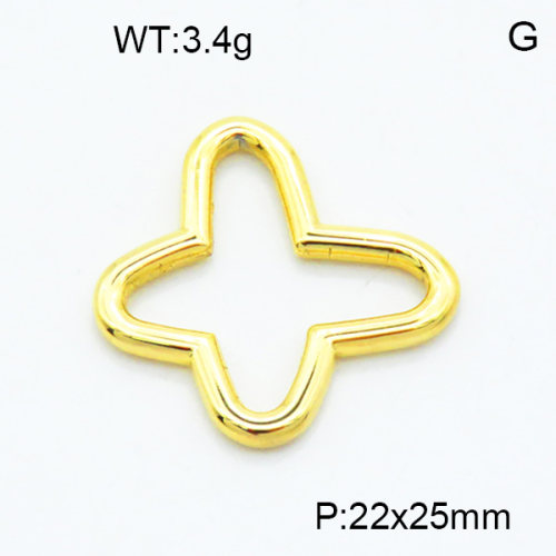 304 Stainless Steel Linking Rings,Polished,Butterfly,Vacuum plating 18K gold,22x25mm,about 3.4 g/pc,5 pcs/package,3P2002763aaip-906