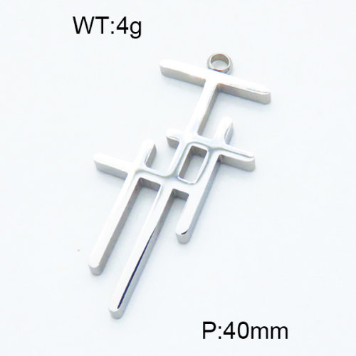 304 Stainless Steel Pendants,Polished,Cross,True color,40mm,Hole:2mm,about 4 g/pc,1 pc/package,3P2002766vail-906