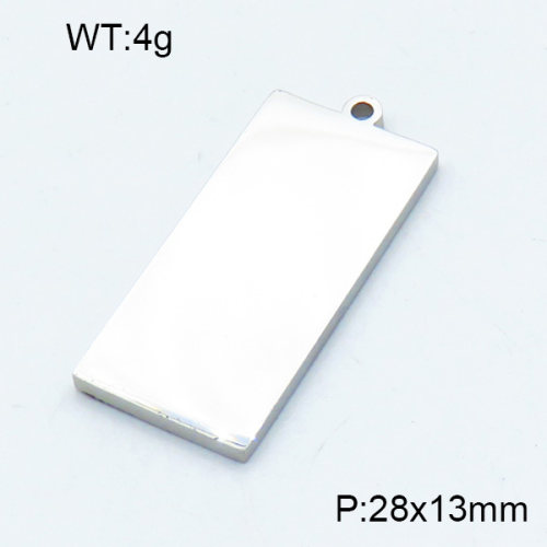 304 Stainless Steel Pendants,Polished,Rectangle,True color,28x13mm,Hole:1.5mm,about 4 g/pc,5 pcs/package,3P2002778aahj-906