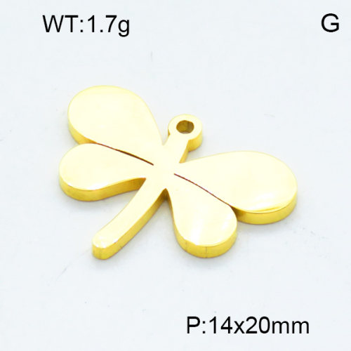 304 Stainless Steel Pendants,Polished,Dragonfly,Vacuum plating 18K gold,14x20mm,Hole:1.5mm,about 1.7 g/pc,5 pcs/package,3P2002789vahk-906