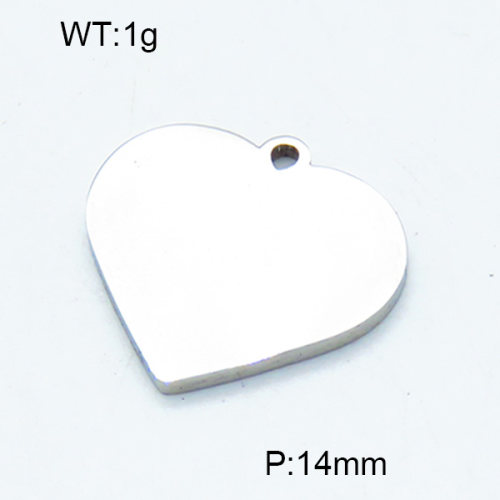 304 Stainless Steel Pendants,Polished,Heart,True color,14mm,Hole:1.5mm,about 1 g/pc,5 pcs/package,3P2002792aaha-906