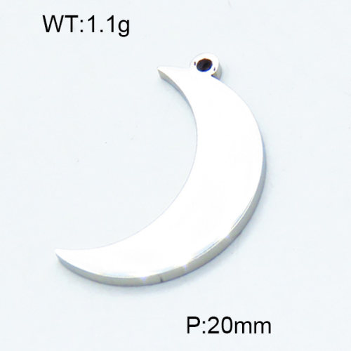304 Stainless Steel Pendants,Polished,Moon,True color,20mm,Hole:1.5mm,about 1.1 g/pc,5 pcs/package,3P2002796aahi-906