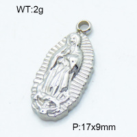 304 Stainless Steel Pendants,Polished,Oval,Virgin,True color,17x9mm,Hole:2mm,about 2 g/pc,5 pcs/package,3P2002800aahm-906