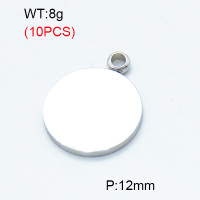 304 Stainless Steel Pendants,Polished,Round,True color,12mm,Hole:2mm,about 0.8 g/pc,10 pcs/package,3P2002813bbov-906