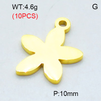 304 Stainless Steel Pendants,Polished,Flower,Vacuum plating gold,10mm,Hole:1.5mm,about 0.46 g/pc,10 pcs/package,3P2002828bhva-906