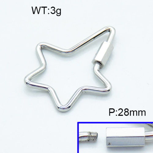 304 Stainless Steel Screw Clasps,Polished,Star,True color,28mm,about 3 g/pc,1 pc/package,3P2002850aaip-906