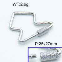 304 Stainless Steel Screw Clasps,Polished,Polygon,True color,25x27mm,about 2.6 g/pc,1 pc/package,3P2002852aaip-906