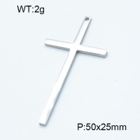 304 Stainless Steel Pendants,Polished,Cross,True color,50x25mm,Hole:2mm,about 2 g/pc,5 pcs/package,3P2002854aahm-906