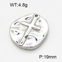 304 Stainless Steel Pendants,Polished,Irregular,Cross,True color,19mm,Hole:1.5mm,about 4.8 g/pc,5 pcs/package,3P2002950vaii-066