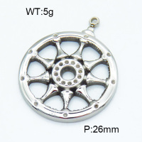 304 Stainless Steel Pendants,Polished,Roulette,True color,26mm,Hole:2mm,about 5 g/pc,1 pc/package,3P2002962vajj-906