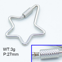 304 Stainless Steel Screw Clasps,Polished,Star,True color,27mm,about 3 g/pc,1 pc/package,3P2002964aaip-906