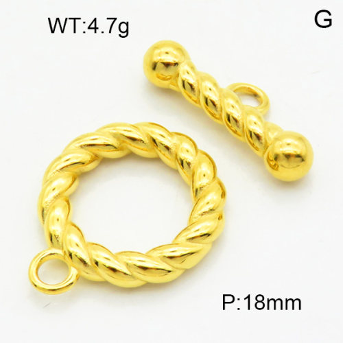 316 Stainless Steel Casting Toggle Clasps,High quality handmade polishing,Twisted Circle,Vacuum plating gold,Toggle:3.5x18mm,Bar:3.5x5x21mm,Hole:3mm,about 4.7 g/set,1 set/package,3P2003339bbml-066