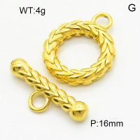 316 Stainless Steel Casting Toggle Clasps,High quality handmade polishing,Texture,Circle,Vacuum plating gold,Toggle:3.5x18mm,Bar:3.5x4.5x21mm,Hole:3mm,about 4 g/set,1 set/package,3P2003341bbml-066