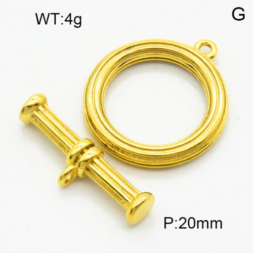316 Stainless Steel Casting Toggle Clasps,High quality handmade polishing,Stripe,Circle,Vacuum plating gold,Toggle:3x21mm,Bar:3x5x23mm,Hole:1.5mm,about 4 g/set,1 set/package,3P2003343vbnb-066