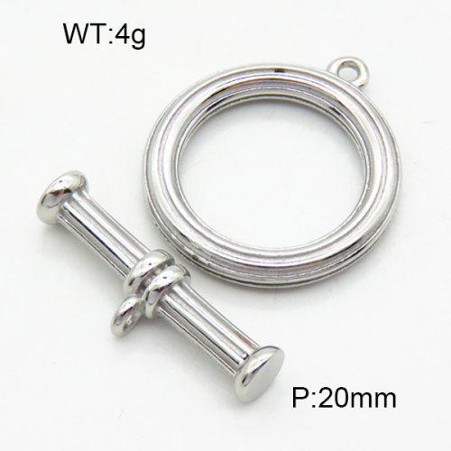316 Stainless Steel Casting Toggle Clasps,High quality handmade polishing,Stripe,Circle,True color,Toggle:3x21mm,Bar:3x5x23mm,Hole:1.5mm,about 4 g/set,1 set/package,3P2003344vbmb-066