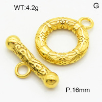 316 Stainless Steel Casting Toggle Clasps,High quality handmade polishing,Graphic,Circle,Vacuum plating gold,Toggle:4x16mm,Bar:4x5x21mm,Hole:3mm,about 4.2 g/set,1 set/package,3P2003347bbml-066