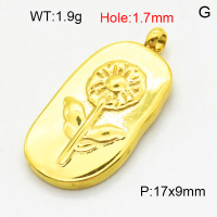 316 Stainless Steel Casting Pendants,High quality handmade polishing,Irregular,Flower,Vacuum plating 18K gold,17x9mm,Hole:1.7mm,about 1.9 g/pc,1 pc/package,3P2003349baka-066