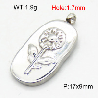 316 Stainless Steel Casting Pendants,High quality handmade polishing,Irregular,Flower,True color,17x9mm,Hole:1.7mm,about 1.9 g/pc,1 pc/package,3P2003350aajl-066