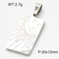 304 Stainless Steel Pendants,High quality handmade polishing,Graphic,Rectangle,True color,20x12mm,about 2.7 g/pc,1 pc/package,3P2003352ablb-066