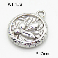 316 Stainless Steel Casting Pendants,High quality handmade polishing,Stamen,Round,True color,17mm,Hole:2mm,about 4.7 g/pc,1 pc/package,3P2003362aakl-066