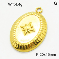316 Stainless Steel Casting Pendants,High quality handmade polishing,Star of David,Oval,Vacuum plating 18K gold,20x15mm,Hole:2mm,about 4.4 g/pc,1 pc/package,3P2003363bbml-066