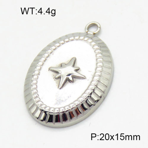316 Stainless Steel Casting Pendants,High quality handmade polishing,Star of David,Oval,True color,20x15mm,Hole:2mm,about 4.4 g/pc,1 pc/package,3P2003364vbll-066