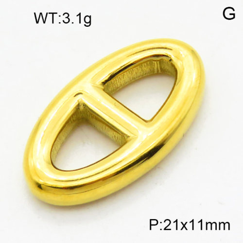 304 Stainless Steel Linking Rings,High quality handmade polishing,Pig nose,Vacuum plating 18K gold,21x11mm,about 3.1 g/pc,5 pcs/package,3P2003367vail-066
