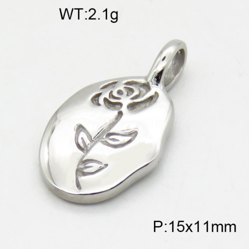 316 Stainless Steel Casting Pendants,High quality handmade polishing,Oval,Rose,True color,15x11mm,about 2.1 g/pc,1 pc/package,3P2003372aakl-066