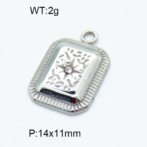 316 Stainless Steel Cubic Zirconia Casting  Pendants,High quality handmade polishing,Rectangle,Star of David,True color,14x11mm,Hole:2mm,about 2 g/pc,1 pc/package,3P4001063baka-066