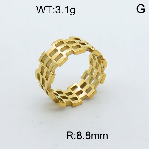 304 Stainless Steel Rings,High quality handmade polishing,Honeycomb,Vacuum plating 18K gold,8.8mm,about 3.1 g/pc,1 pc/package,3R2000408vbpb-066