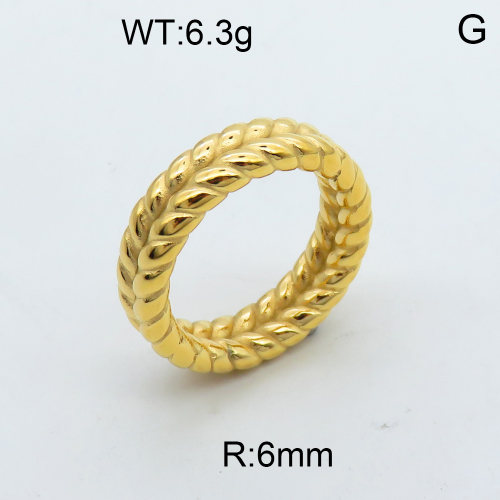 316 Stainless Steel Casting Rings,High quality handmade polishing,Double twisted,Vacuum plating 18K gold,6mm,about 6.3 g/pc,1 pc/package,3R2000414bhva-066