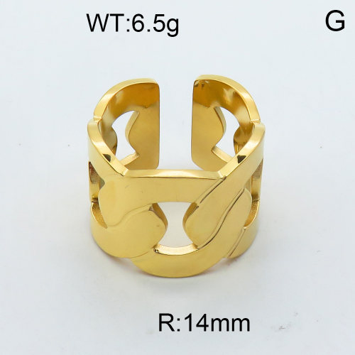 304 Stainless Steel Rings,High quality handmade polishing,Curb Chains,Vacuum plating 18K gold,14mm,about 6.5 g/pc,1 pc/package,3R2000417vbnb-066