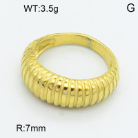 316 Stainless Steel Casting Rings,High quality handmade polishing,Stripe,Vacuum plating 18K gold,7mm,about 3.5 g/pc,1 pc/package,3R2000441vbpb-066