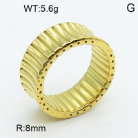 316 Stainless Steel Casting Rings,High quality handmade polishing,Groove stripe,Vacuum plating 18K gold,8mm,about 5.6 g/pc,1 pc/package,3R2000443vbpb-066