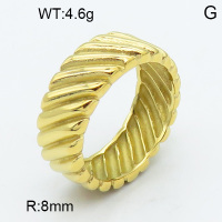 316 Stainless Steel Casting Rings,High quality handmade polishing,Twill,Vacuum plating 18K gold,8mm,about 4.6 g/pc,1 pc/package,3R2000444vbpb-066
