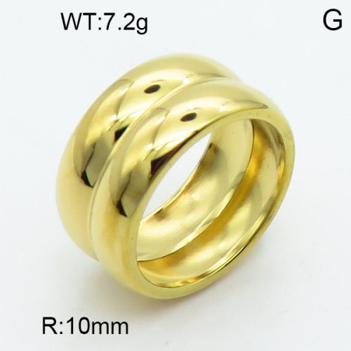 316 Stainless Steel Casting Rings,High quality handmade polishing,Double Layer Circle,Vacuum plating 18K gold,10mm,about 7.2 g/pc,1 pc/package,3R2000446vbpb-066