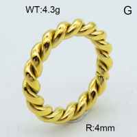316 Stainless Steel Casting Rings,High quality handmade polishing,Twisted,Vacuum plating 18K gold,4mm,about 4.3 g/pc,1 pc/package,3R2000454vbpb-900