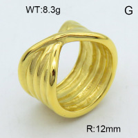 316 Stainless Steel Casting Rings,High quality handmade polishing,X stripes,Vacuum plating 18K gold,12mm,about 8.3 g/pc,1 pc/package,3R2000456vbpb-900