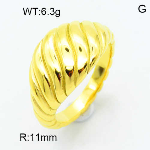 316 Stainless Steel Casting Rings,High quality handmade polishing,Twill,Vacuum plating 18K gold,11mm,about 6.3 g/pc,1 pc/package,3R2000469bhva-066