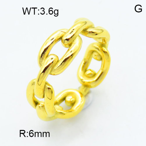 316 Stainless Steel Casting Rings,High quality handmade polishing,Figaro Chains,Vacuum plating 18K gold,6mm,about 3.6 g/pc,1 pc/package,3R2000470bhva-066