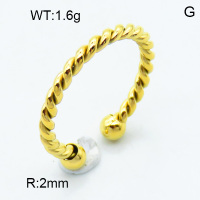 316 Stainless Steel Casting Rings,High quality handmade polishing,Twisted,Vacuum plating 18K gold,2mm,about 1.6 g/pc,1 pc/package,3R2000474bbov-066
