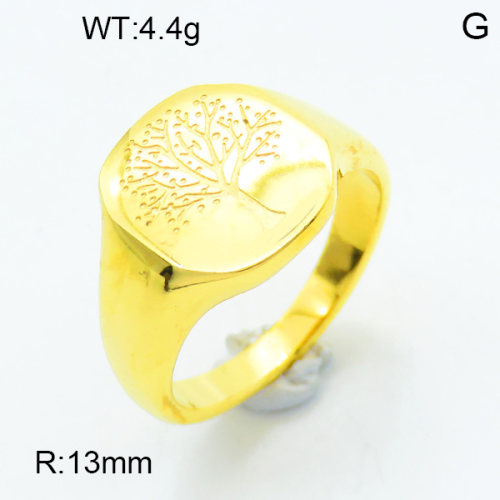 316 Stainless Steel Casting Rings,High quality handmade polishing,Tree,Vacuum plating 18K gold,13mm,about 4.4 g/pc,1 pc/package,3R2000475bhva-066
