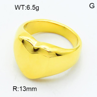316 Stainless Steel Casting Rings,High quality handmade polishing,Heart,Vacuum plating 18K gold,13mm,about 6.5 g/pc,1 pc/package,3R2000481bhva-066