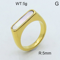 316 Stainless Steel Casting Shell Rings,High quality handmade polishing,Rectangle,Vacuum plating 18K gold,White,5mm,about 5 g/pc,1 pc/package,3R3000356bhva-066