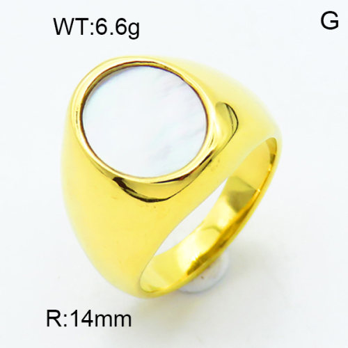 316 Stainless Steel Casting Shell Rings,High quality handmade polishing,Oval,Vacuum plating 18K gold,White,14mm,about 6.6 g/pc,1 pc/package,3R3000366bhva-066