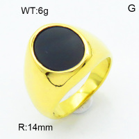 316 Stainless Steel Casting Acrylic Rings,High quality handmade polishing,Oval,Vacuum plating 18K gold,Black,14mm,about 6 g/pc,1 pc/package,3R3000367bhva-066
