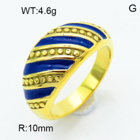 316 Stainless Steel Casting Enamel Rings,High quality handmade polishing,Twisted,Vacuum plating 18K gold,Royal blue,10mm,about 4.6 g/pc,1 pc/package,3R3000370vhha-066