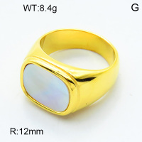 316 Stainless Steel Casting Shell Rings,High quality handmade polishing,Oval,Vacuum plating 18K gold,White,12mm,about 8.4 g/pc,1 pc/package,3R3000373bhva-066